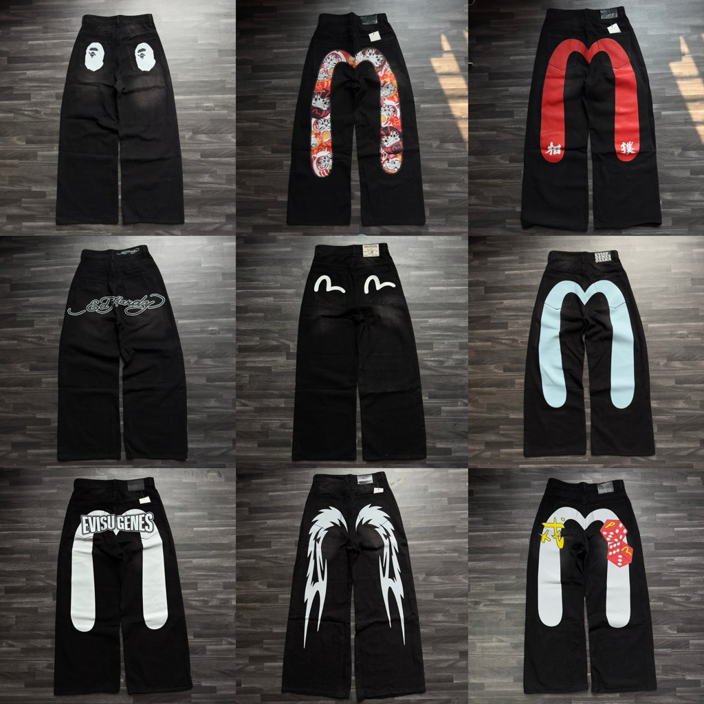 กางเกงยีนส์แบบกําหนดเอง Ba pe, Ed Hardy, Evi ^ su Rock Vintage Jean