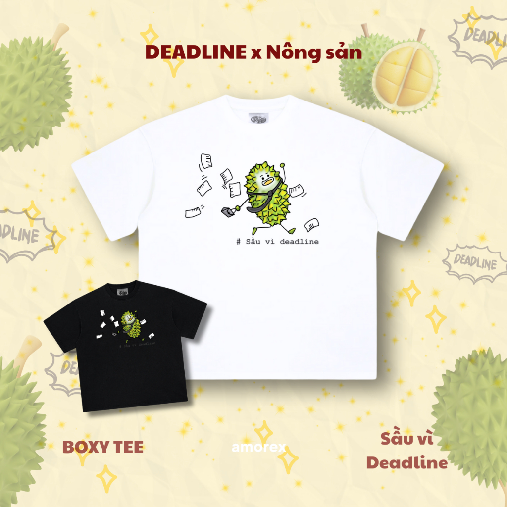 Amorex Deadline เสื้อยืด Unisex แบบกล่อง ผ้าฝ้าย 250gsm