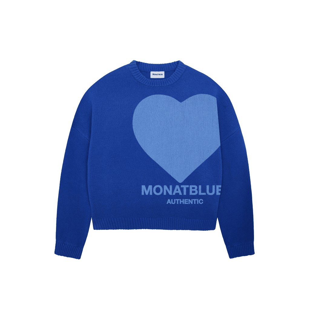 MONAT BLUE - เสื้อสเวตเตอร์ Knit Heart ขนกระต่ายที่เรียบเป็นพิเศษหนาและอบอุ่น