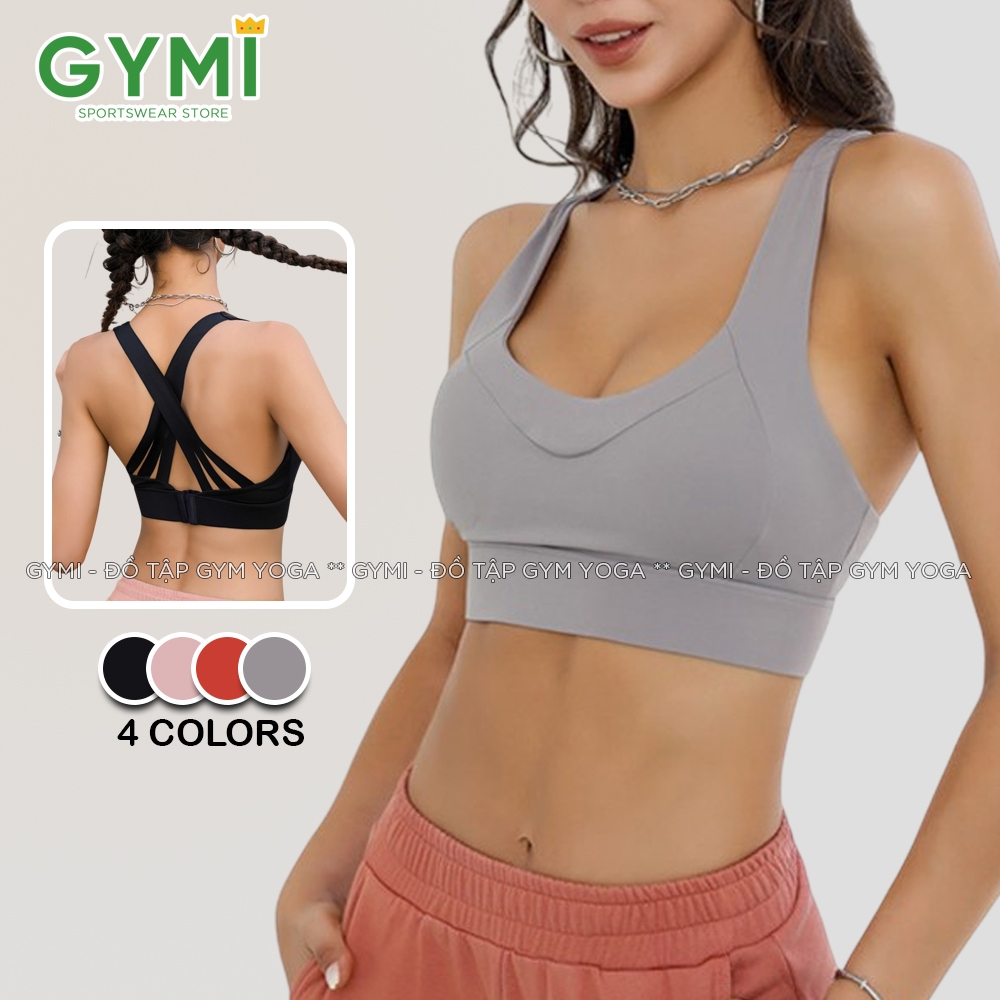 GYMI AL30 ชุดชั้นในยิมโยคะสําหรับผู้หญิงพร้อมแผ่นรองเต้านมกีฬายืดหยุ่นเย็นและเข็มกลัดหลังสําหรับรองร