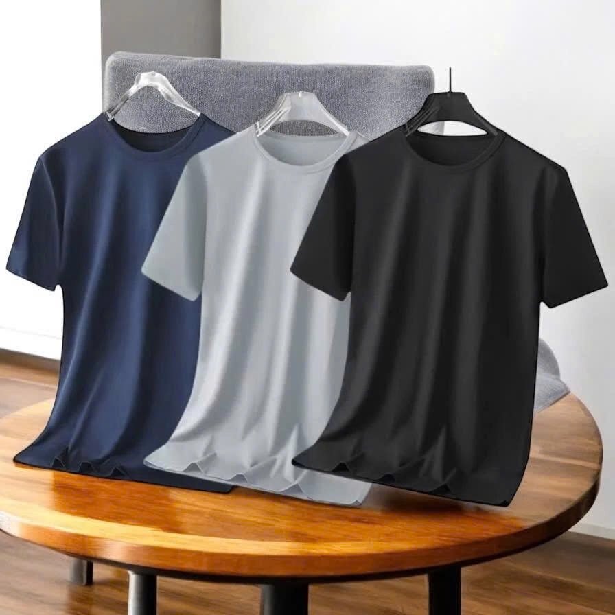 Lishop997 เสื้อยืดผู้ชาย Combo ผ้ายืดหยุ่นสําหรับการเคลื่อนไหวง่าย