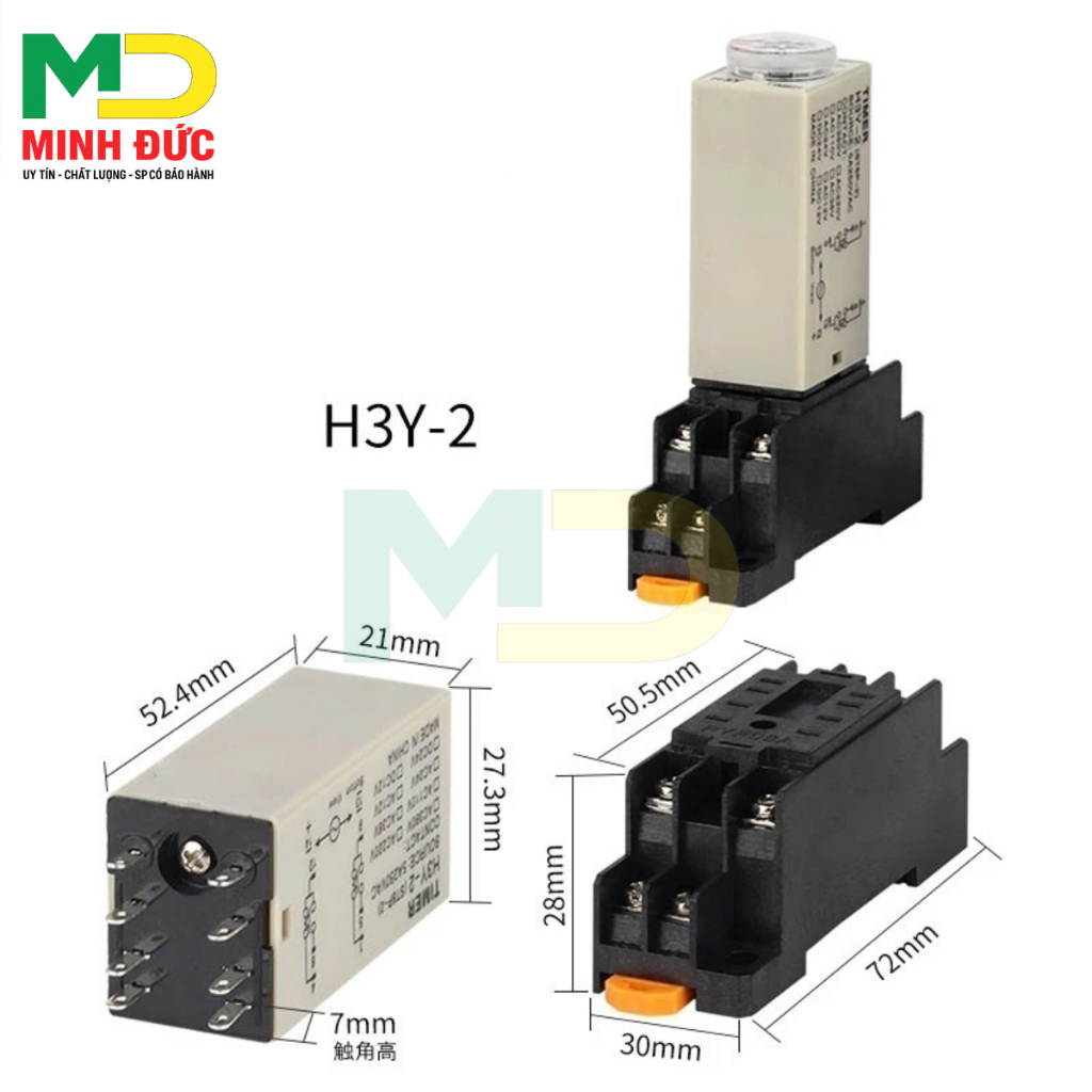 Mini Timer H3Y-2, H3Y-4 แรงดันไฟฟ้า 220VAC 30M รีเลย์ตั้งเวลา 8 ขาแบนเล็ก 14 ขา (รวมฐาน)