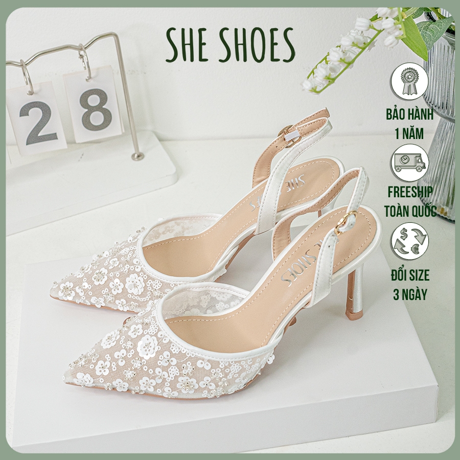 คุณภาพสูง FLOWER LACE SLINGBACK WEDDING SHOES 8P - GC08015 - สินค้ามาใหม่