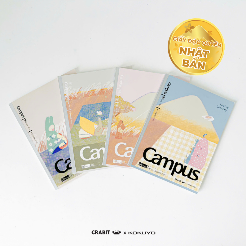 สมุดบันทึกแนวนอน Dotted B5 A5 80 หน้า Crabit x Kokuyo Campus Land of Too-Shy
