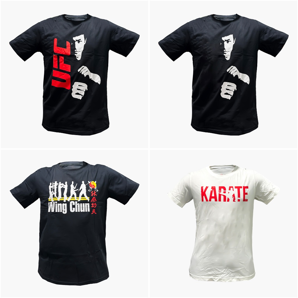 (Liquidation) - เสื้อยืดศิลปะการต่อสู้ Kungfu, Spring Bay, Bruce Lee, UFC, Karate, ผ้าคอตตอน 100%