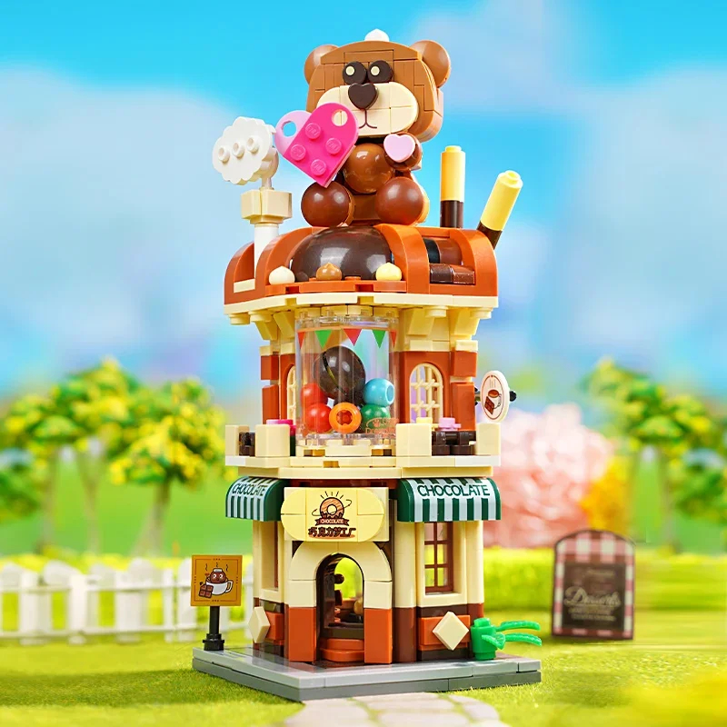 Puzzle Toy K28030 – Lovely Chocolate Bear Factory Model สําหรับเด็ก 103x87x202 mm