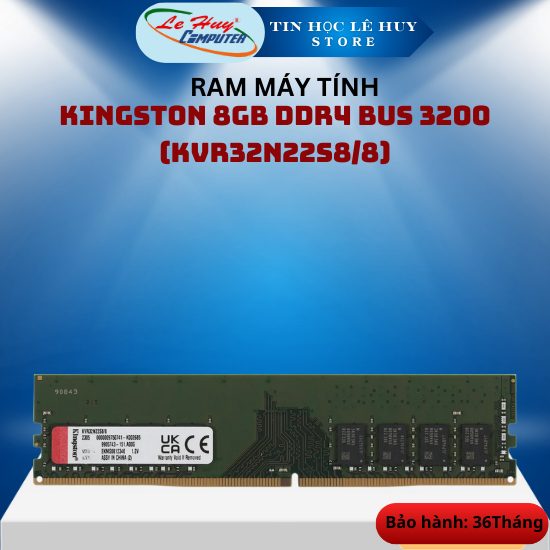 Kingston PC Ram 8GB DDR4 bus 3200 (KVR32N22S8/8) - สินค้าของแท้