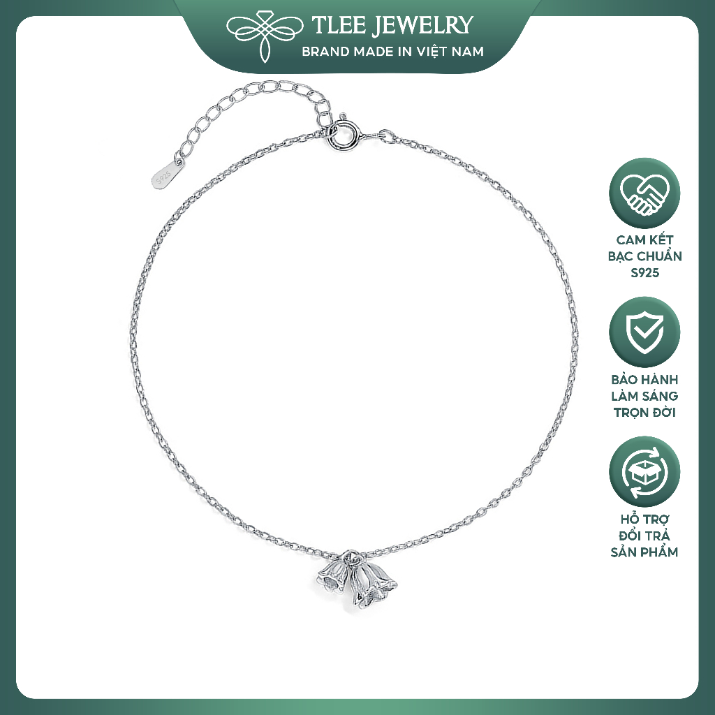 TLEE สร้อยข้อเท้าเงินผู้หญิง charm lily of the valley นําโชคและความสุข TLEE JEWELRY LC0137