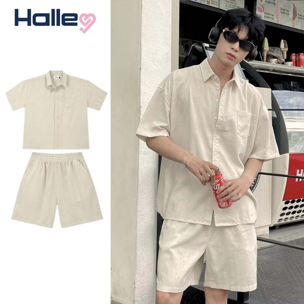 Halley Shirt Mens Clothing Set Summer Beach 2026 Made of High Quality Linen with Cool Form J45