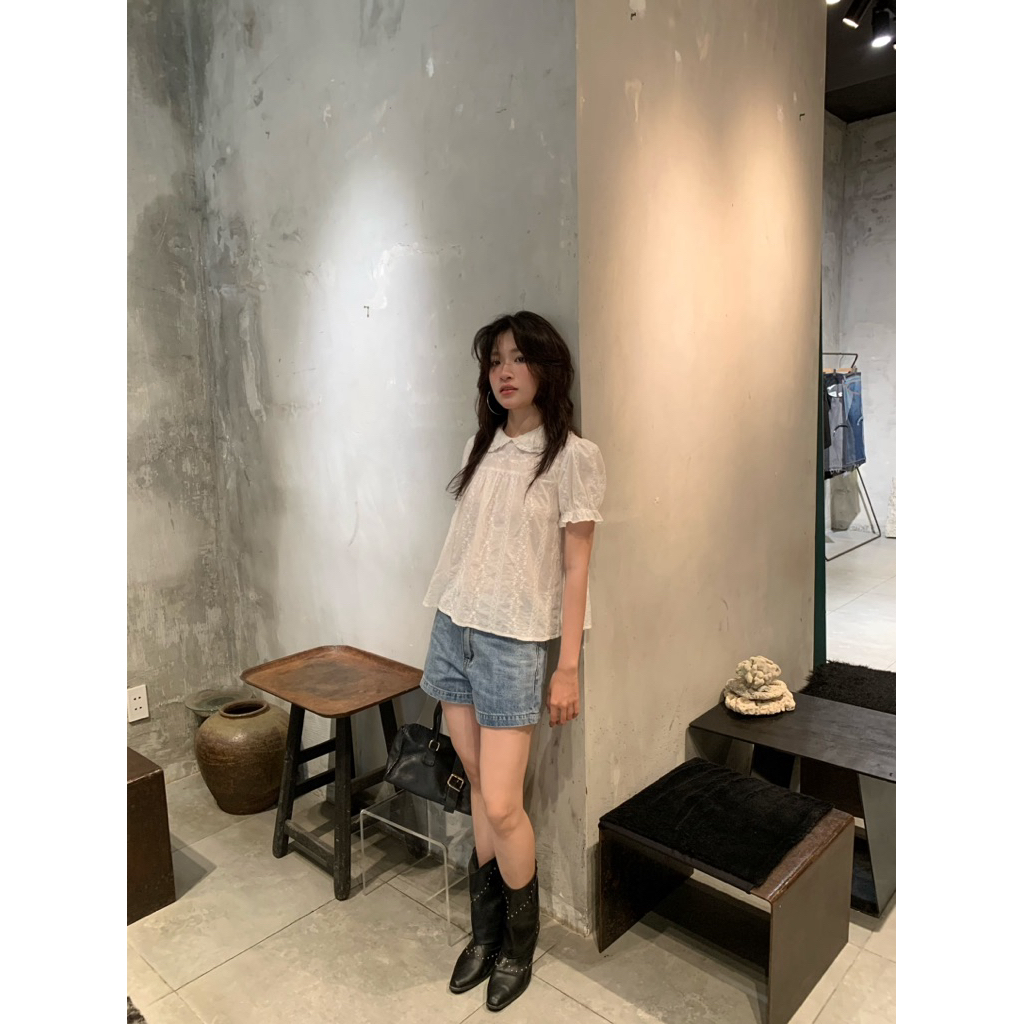 Daisy Top เสื้อเชิ้ตตุ๊กตาเด็กปกบัวปัก - Aufra studio