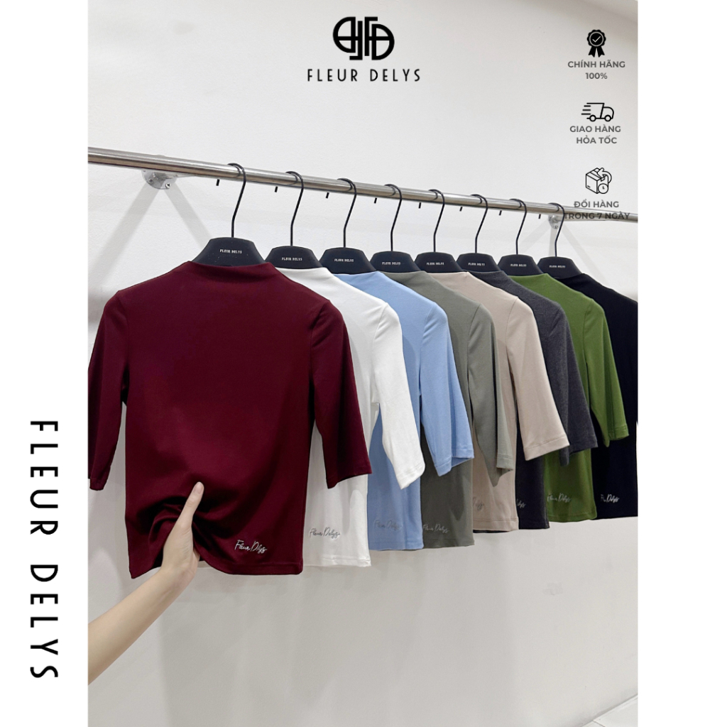 Fleleurdelys เสื้อยืดแขนสั้นผู้หญิงคอปกปีนเขาหลายสี DLC186