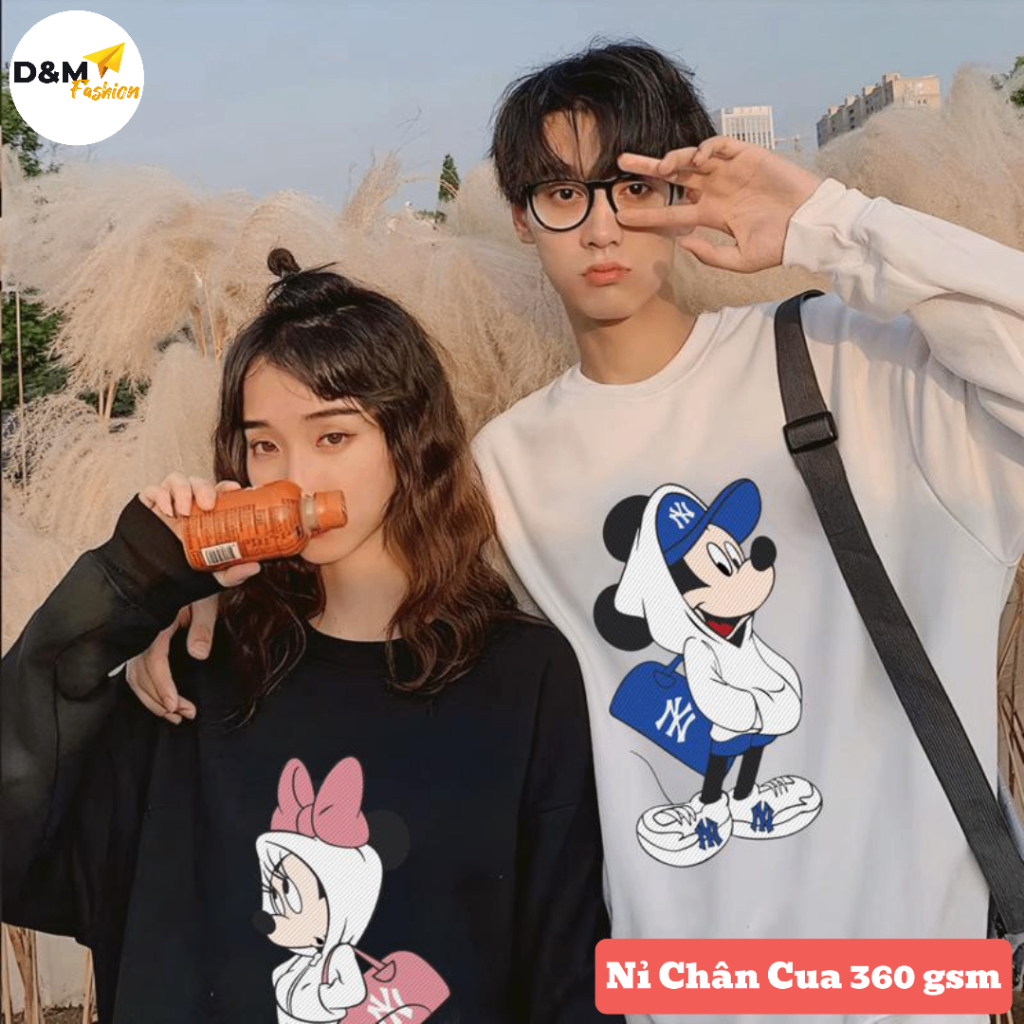 [ขนแกะขาปู] เสื้อกันหนาว MLB NY Mickey สีฟ้า/ชมพู แบบหลวมๆ ผ้าขนแกะขาปูระดับพรีเมียม 360gsm_HD017