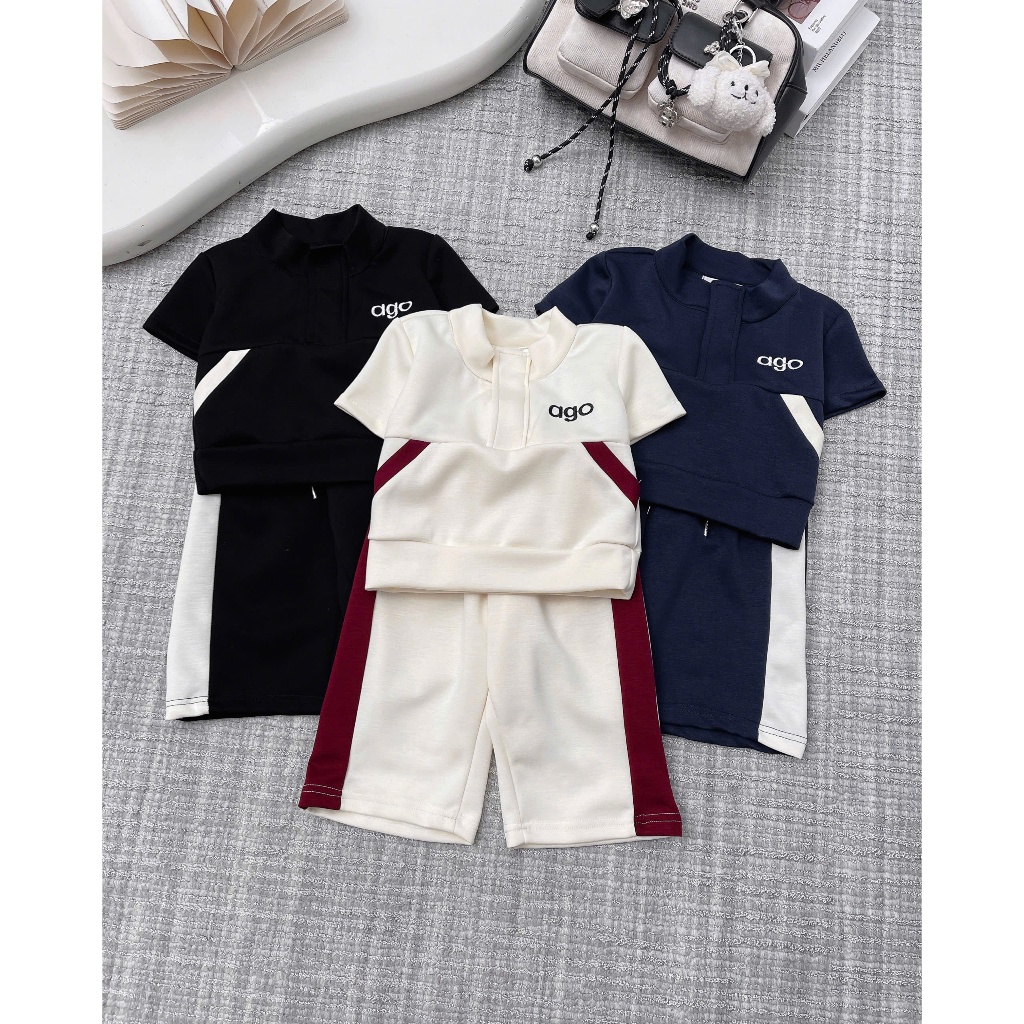 - Dung Kids 05-G38 ชุดกีฬาคอตั้งปักตัวอักษรและคละสี บุคลิกภาพ กางเกงลายใหญ่สําหรับเด็กผู้หญิง