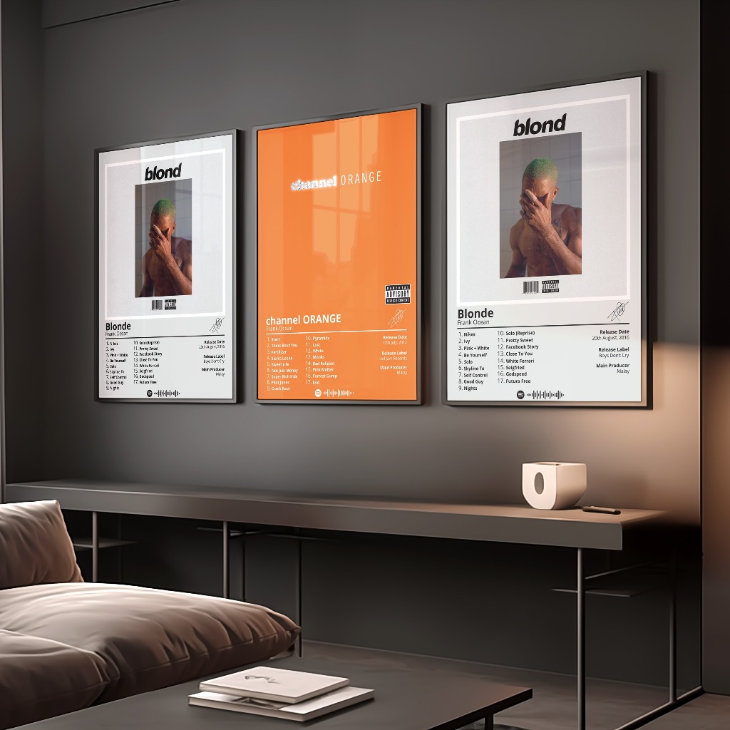 Frank Ocean, Eminem, Central Cee - อัลบั้มเพลงโปสเตอร์ Mirrored Composite Frame แขวนผนังสําหรับห้องน