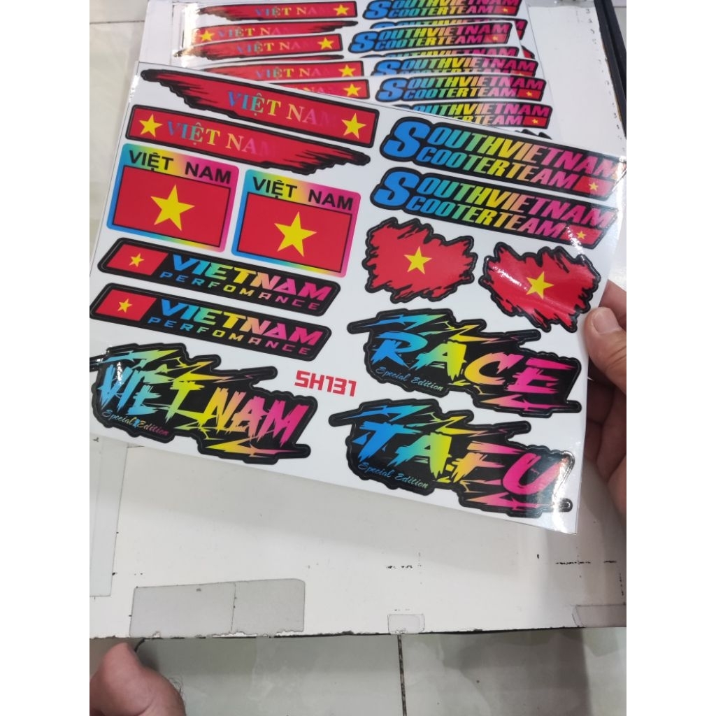 Combo Sticker Decal Vietnam Flag - Race - South Vietnam - ทีมสกู๊ตเตอร์