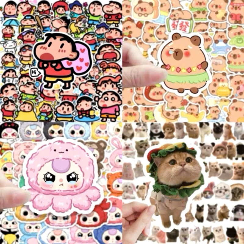 ชุดสติ๊กเกอร์ 100 ชิ้น Shin emoji DIY สติ๊กเกอร์กราฟฟิตี้ลายการ์ตูนน่ารักสําหรับตกแต่ง หนังสือสติ๊กเ