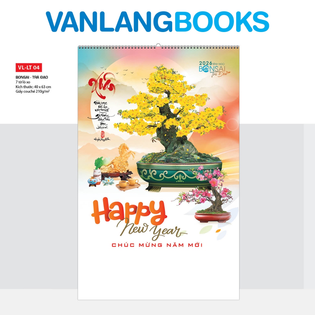 XO Vanlangbooks Wall Calendar 2026 - พิธีชงชาบอนไซ & ชา (VLT04) 7 แผ่นฤดูใบไม้ผลิ