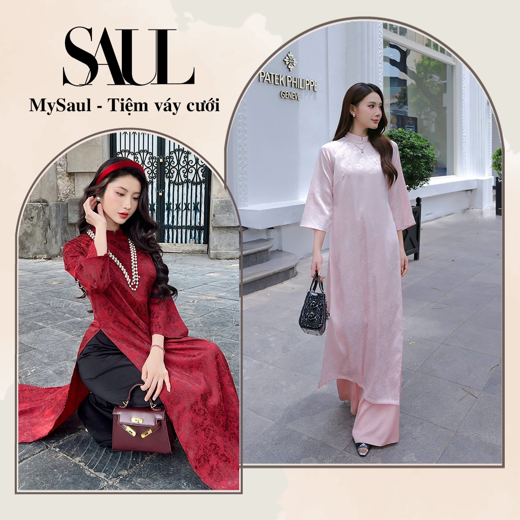 Renovated Hong Van Ao Dai with Elegant Damask Straight Shape – MySaul Wedding Dress Shop
