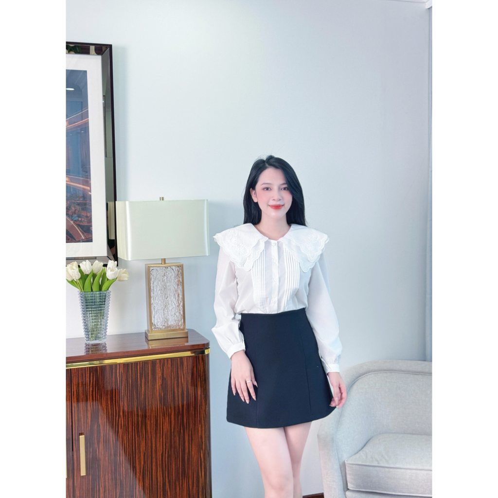 เสื้อเชิ้ตสีขาวคอปกคู่ - เสื้อผ้า Liin - AKD024SWH-S25