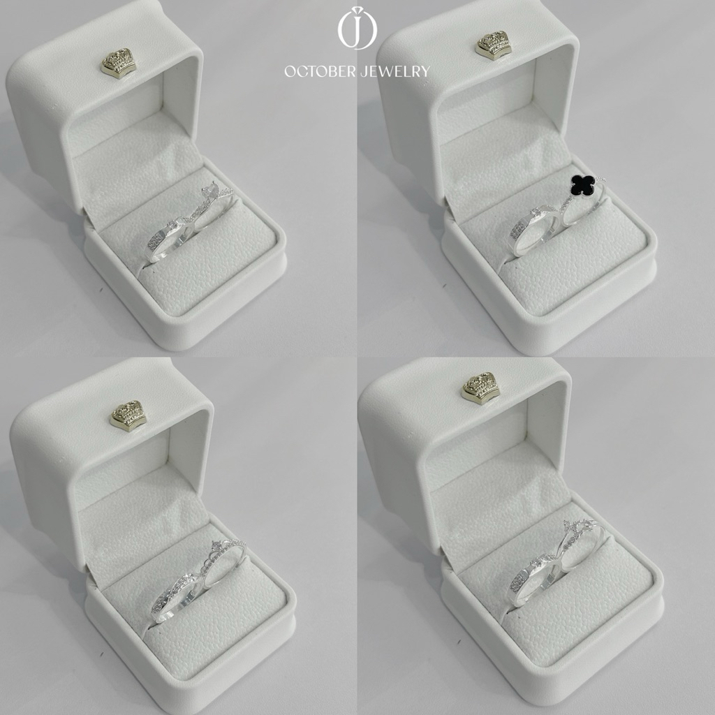 [รวมกล่องหนัง] OCTOBER JEWELRY แหวนคู่สําหรับผู้ชายและผู้หญิง เงินแท้เรียบง่าย ND790