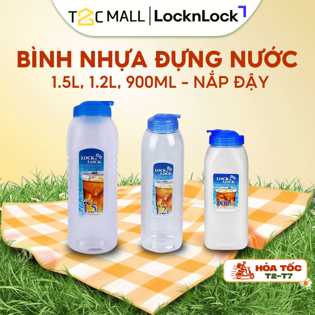 LocknLock ขวดน้ําพลาสติกพร้อมฝาปิด 900ml, 1.2L, 1.5L ของแท้ HAP728, HAP730, HAP731- T2CMALL
