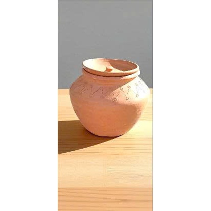 โถข้าวเซรามิก - Bau Truc Ceramic - สีต้นฉบับธรรมชาติจากฟืนไฟผสมผสานกับ motifs ดอกไม้แอปริคอทนําโชค