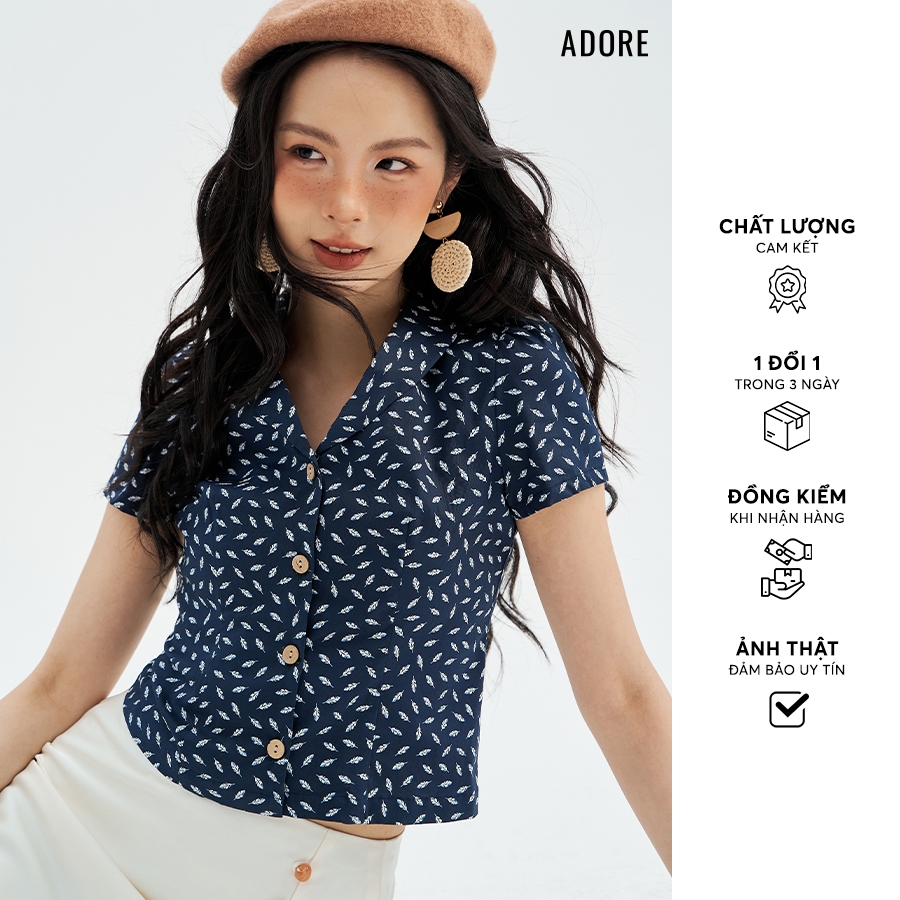 511TO1087 - ADORE เสื้อสีกรมท่าคอปกคู่