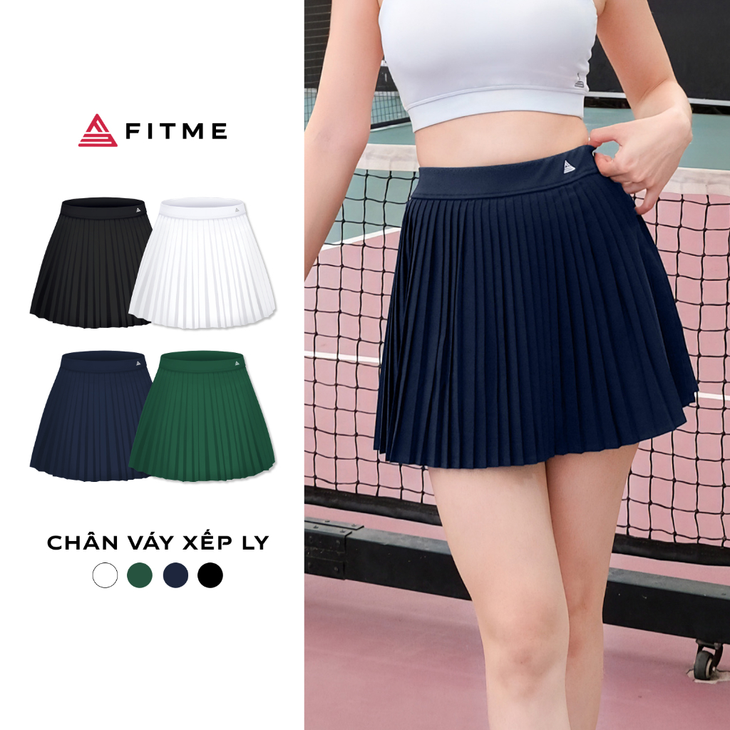 Fitme GOC กระโปรงจีบกีฬาสําหรับผู้หญิง, กางเกงป้องกันทรงเอ pickleball, เทนนิส, แบดมินตัน VXLN01