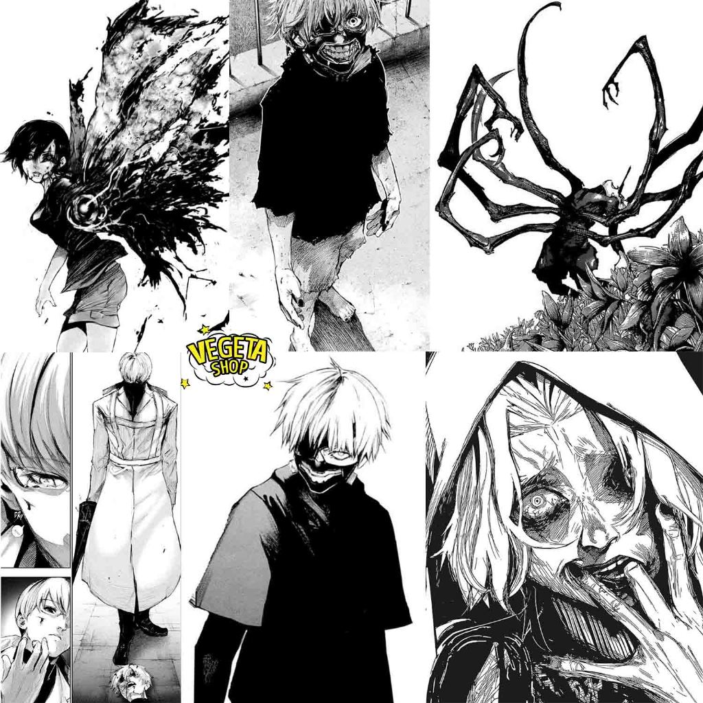 100 มังงะภาพวาดอะนิเมะกาวการ์ตูน Tokyo Ghoul Ken Kaneki Touka Kirishima Rize Kamishiro Nishiki Nishi