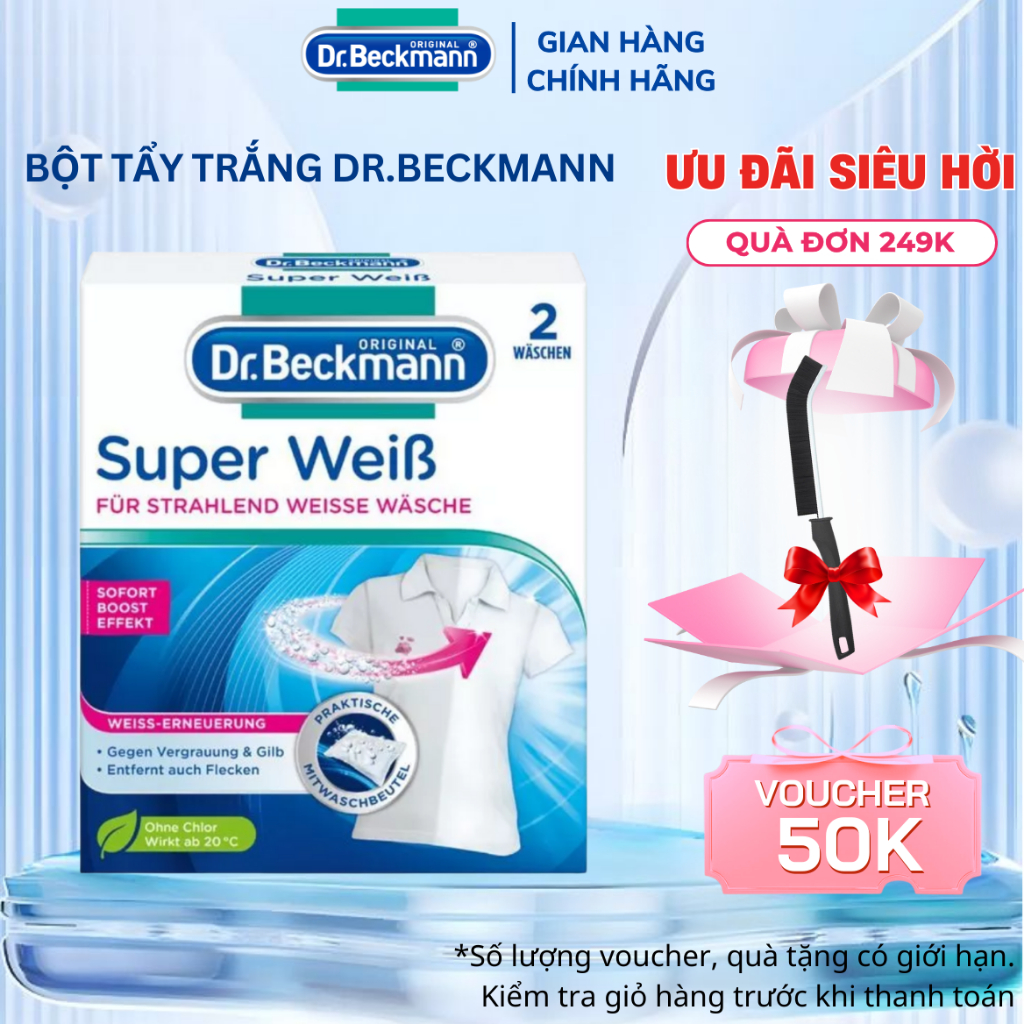 Dr.Beckmann กล่องผงฟอกเสื้อผ้า 2 แพ็ค 80g นําเข้าจากเยอรมัน