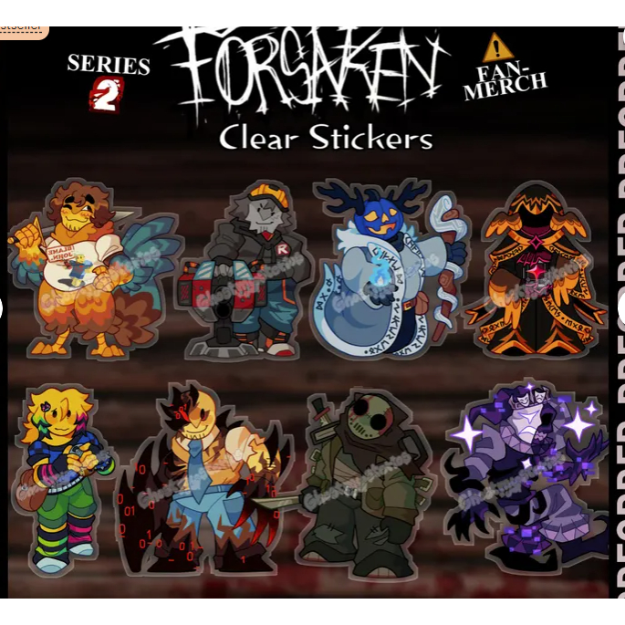 PREORDER FORSAKEN Series 2 - สติ๊กเกอร์: Shedletsky, Builderman, Dusekkar, Taph, Noob, John Doe, Sla