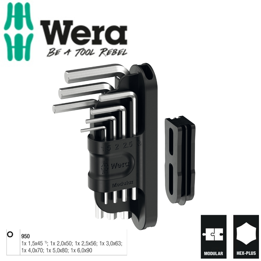 Wera Tool-Check Modular L-keys Hex-Plus 1 ชุดประกอบด้วยรหัสหกเหลี่ยม 7 ชิ้น 05049003001