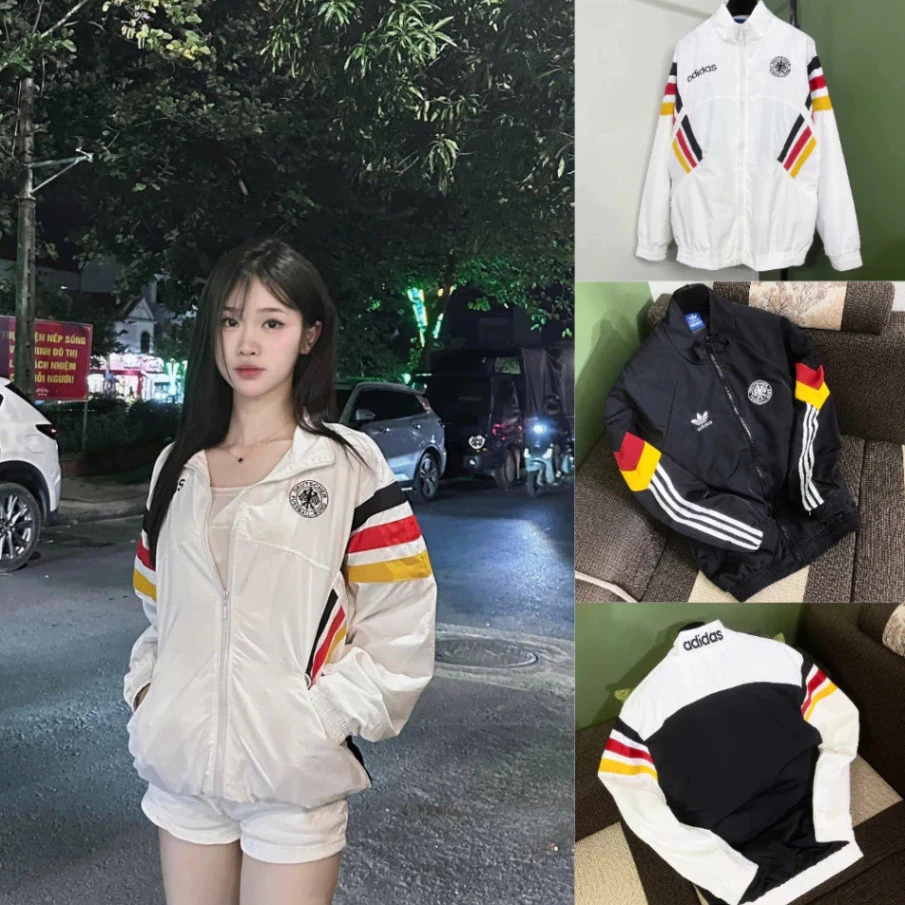 เสื้อกันลมฟุตบอลทีมเยอรมัน 2 สีสีดําและสีขาว - เสื้อกันลมสําหรับบุรุษและสตรี ไม่จํากัดเพศ 2026