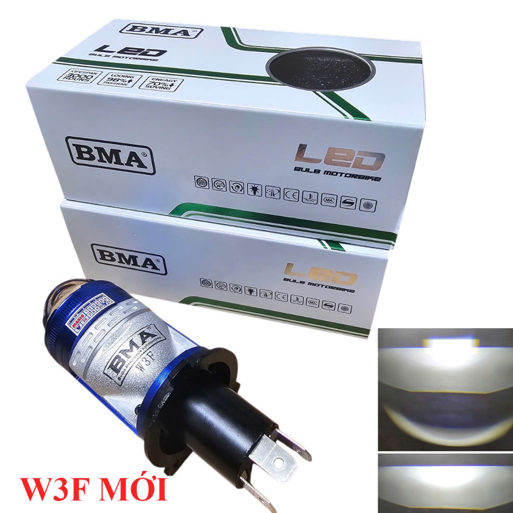 W3F PLUS BMA ไฟหน้า LED แบบสองทรงกลม - ไฟหน้าเลเซอร์แสงที่โดดเด่น 55W Assist แบตเตอรี่ไฟฟ้า 12-24V H