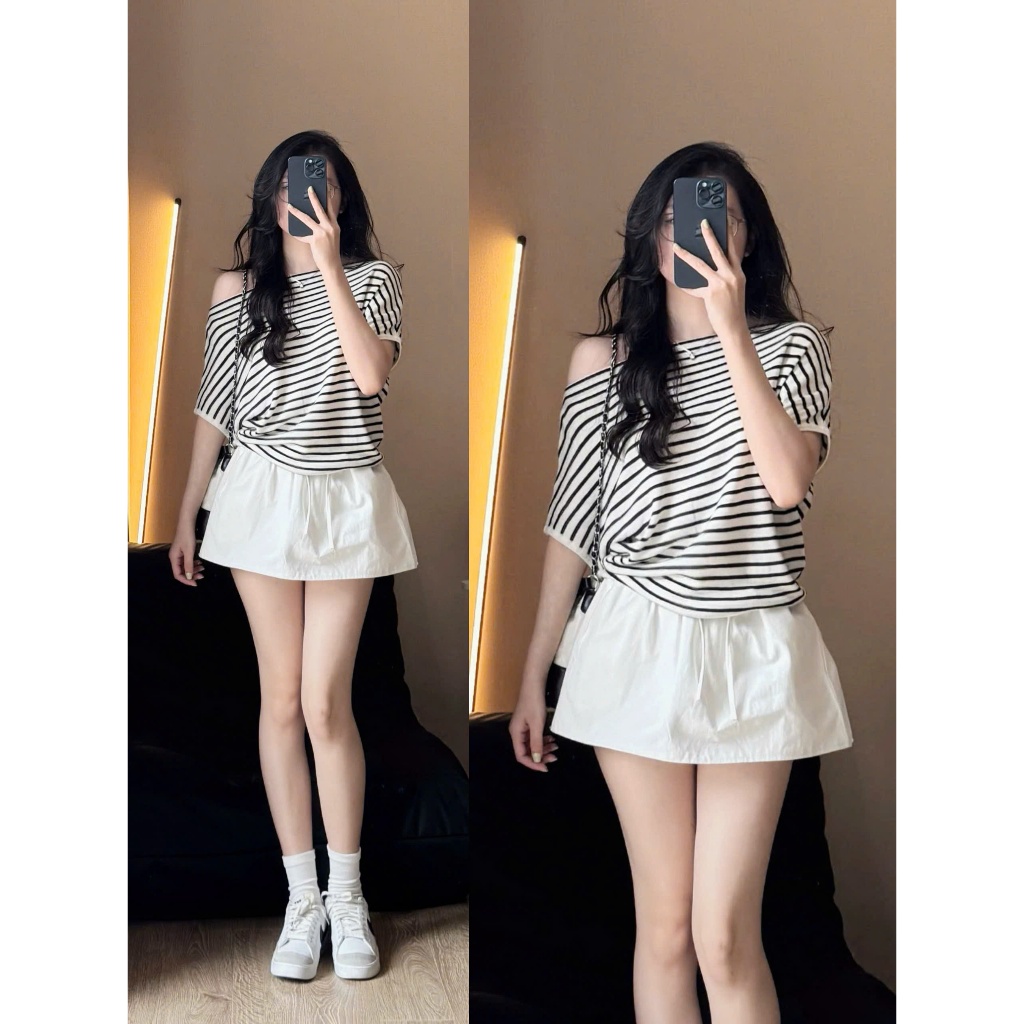 (OLDSCHOOL PHOTO) เสื้อสเวตเตอร์ผู้หญิงคอกลมน่ารัก A379