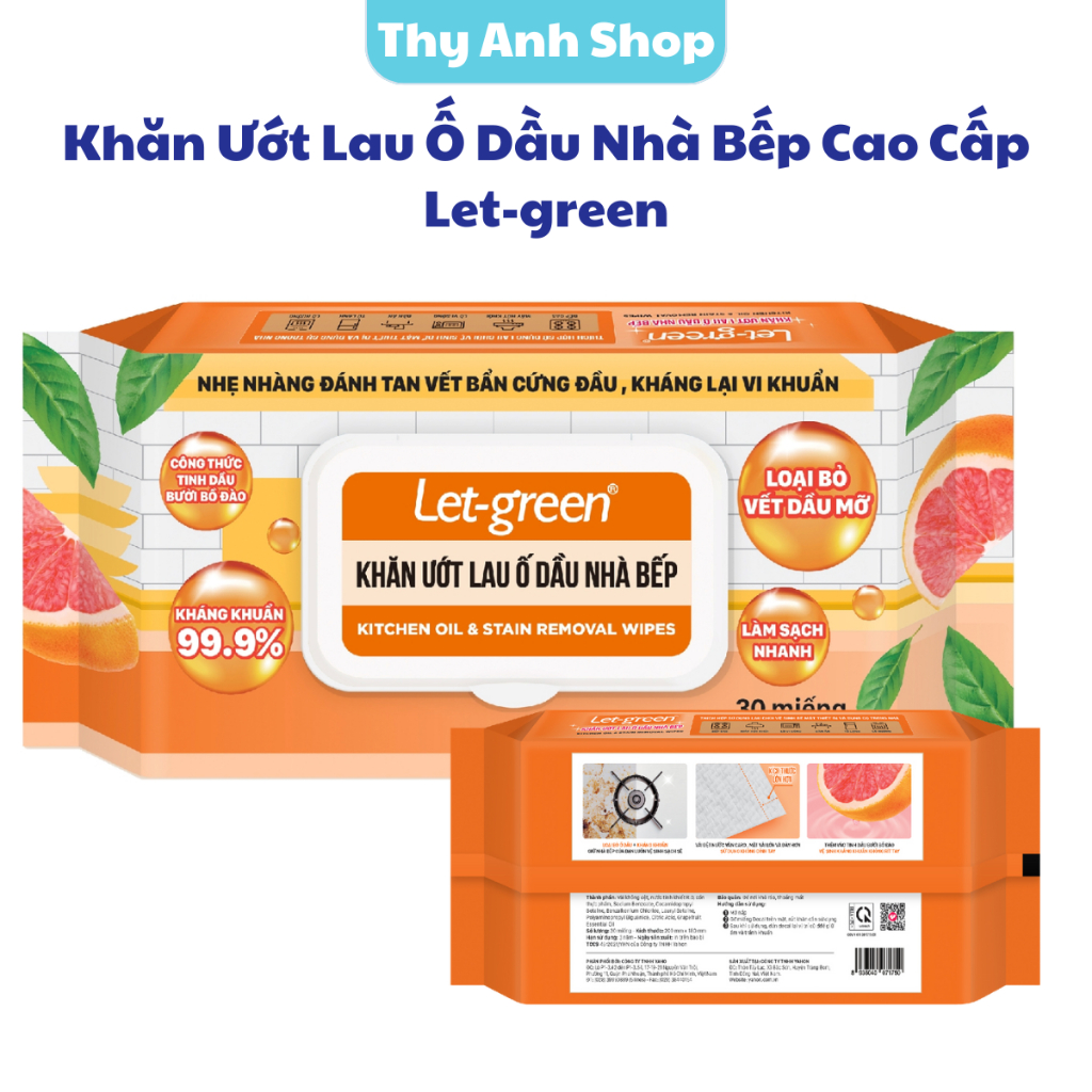 Let-green Premium Kitchen Oil Stain Wet Wipes