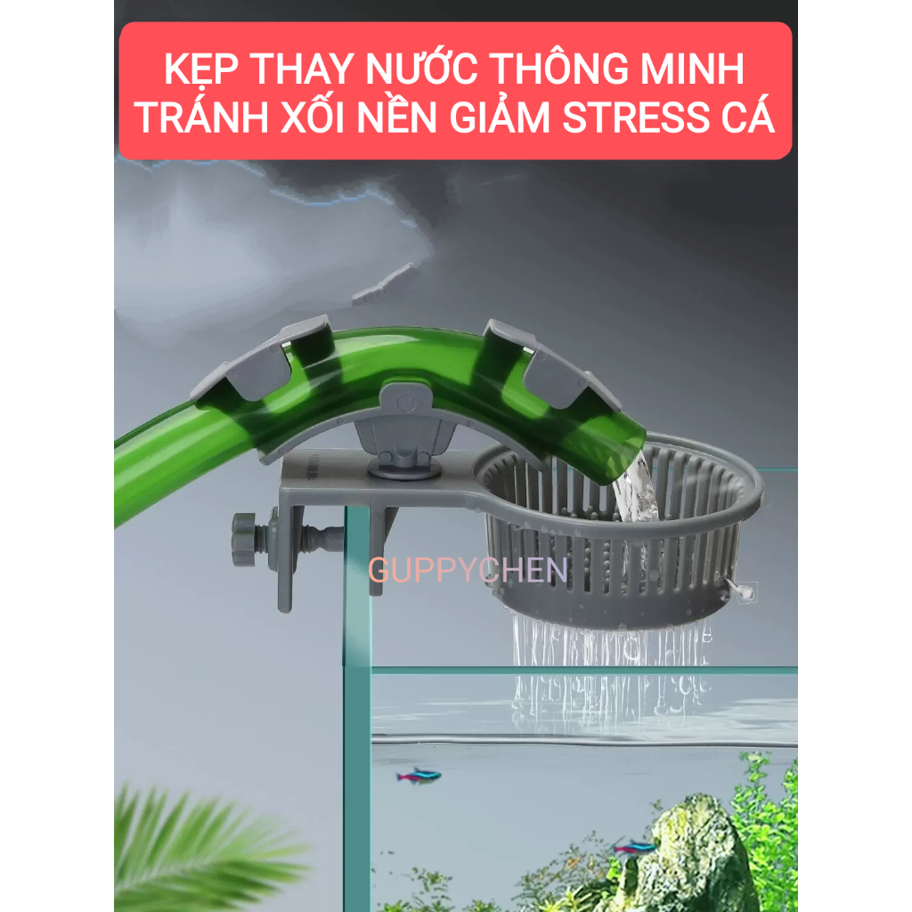 Voonline Smart Water Change Pipe Clamp - ป้องกันคราบรองพื้น ลดความเครียดสําหรับปลา