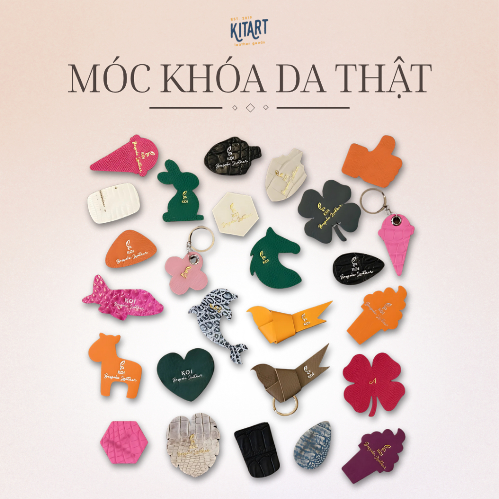 พวงกุญแจหนังแท้ Kitart Leather ทําด้วยมือหลายรุ่นจากหนังวัว หนังแพะ หนังจระเข้ หนังนกกระจอกเทศ