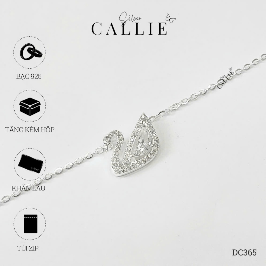 DC365 - สร้อยคอ Callie Silver White Swan