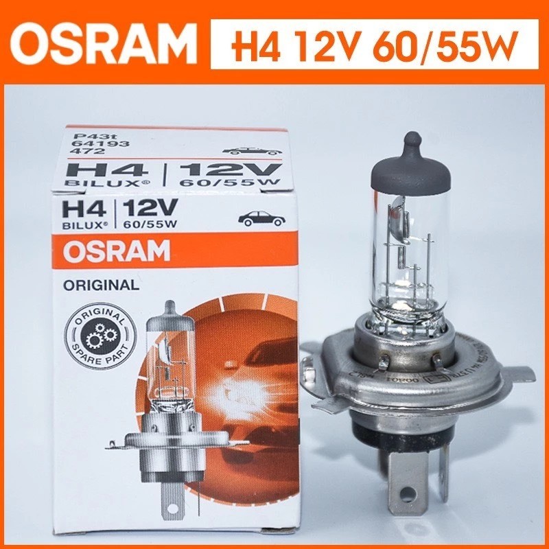 [ของแท้] Osram H4 12V 60/55W หลอดไฟหน้า/หลอด cos - Osram 12V 60/55W สําหรับรถมอเตอร์ไซด์และรถยนต์