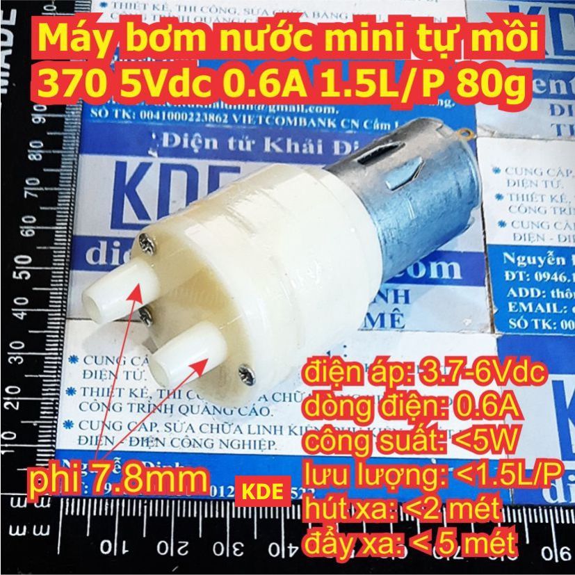 ปั๊มน้ําขนาดเล็ก Self-priming 370 5Vdc 5V 0.6A 1.5L/P 80g kde8124