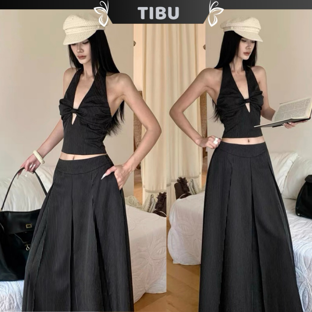 ชุดคอปกบิดด้านบนกับ ทิบู ลายสก๊อตชุดกระโปรงยาวชุดผู้หญิงเปลือยหรูหราสําหรับออกไปบนถนนและไปทํางาน ข60