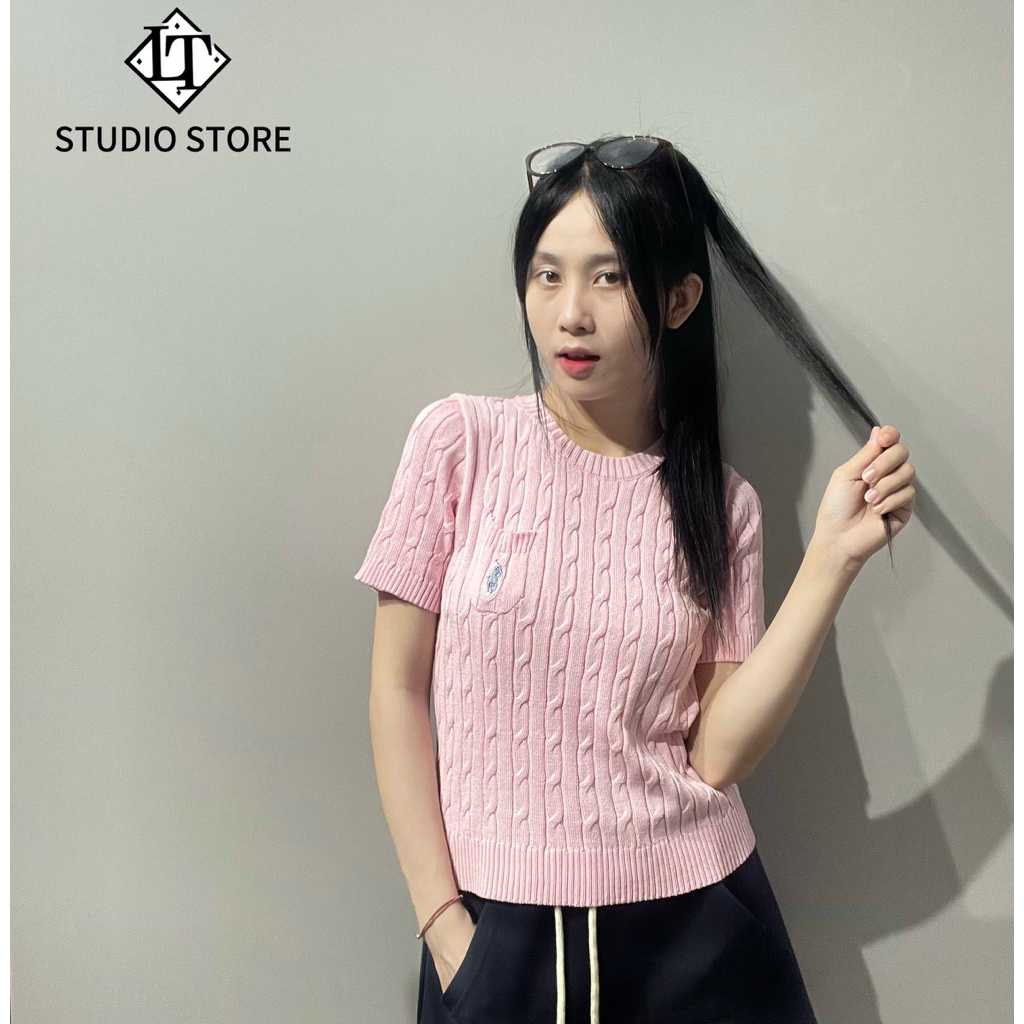 LT - เสื้อกันหนาวผู้หญิงคอกลมเชือกบิดกระเป๋าหน้าอกฟรีไซส์ผ้าขนสัตว์กวางโจวปักลาย 1228