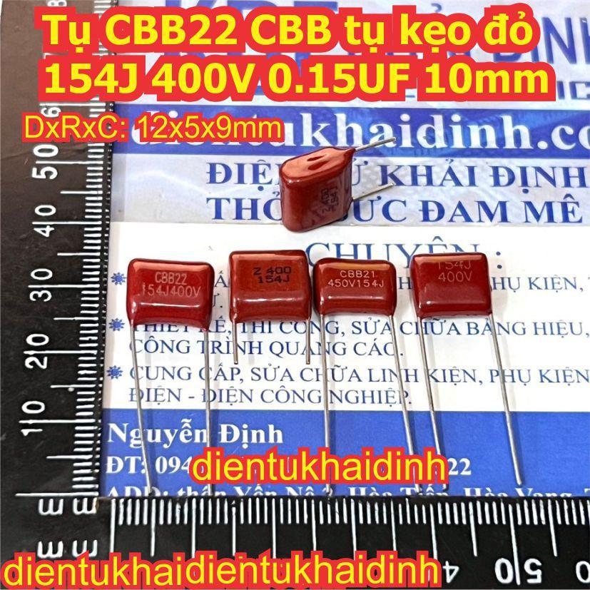 20 ชิ้น CBB22 CBB ตัวเก็บประจุ, ตัวเก็บประจุขนม 154J 630V / 400V 150NF D = 20 มม. 10 มม.kde1747
