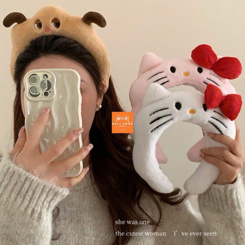 CC09 เข็มกลัดกํามะหยี่หูกระต่าย Kitty Cat โบว์แดงน่ารัก BULL.SHOP