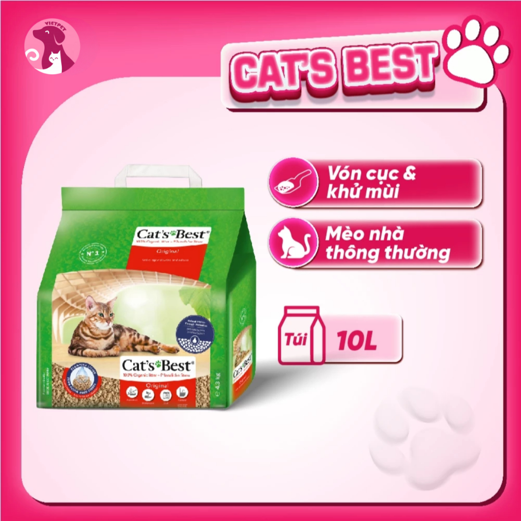 ทรายแมวออร์แกนิก - CATS BEST ORIGINAL (10L) - จับตัวเป็นก้อนที่มีประสิทธิภาพ ดับกลิ่น และเชื้อโรค