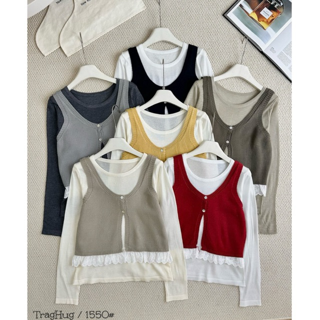 ชุดเสื้อยืดแขนยาว + VAGE LACE 2-Strap WOOL SHIRT QC MS PRODUCTS211550