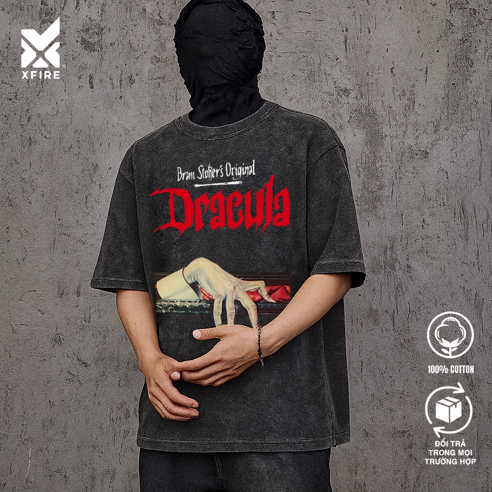 XFIRE Dracula ฮาโลวีน Unisex เสื้อยืด Oversize ผ้าฝ้าย 100% หลายสีสําหรับผู้ชายและผู้หญิง Streetwear