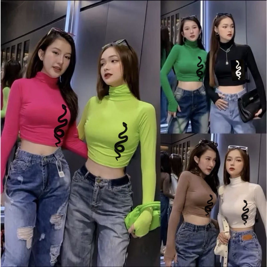 CROPTOP เสื้อเชิ้ตคอปกแขนยาวยาง FALL-Winter GOOD HEAT RETAINING CL BENA