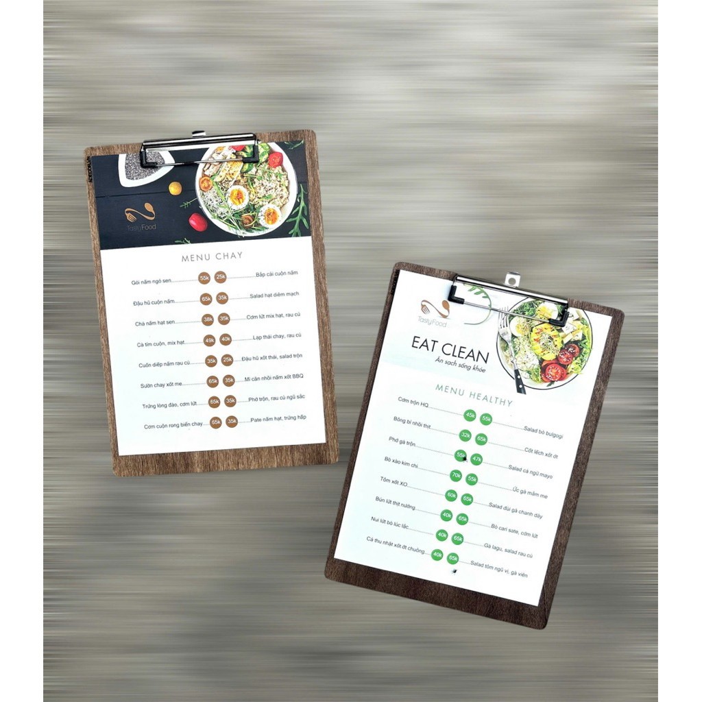 ไม้ MENU ขนาด A4/A5/A6 - ไม้ MENU พร้อมคลิปสแตนเลสสําหรับคาเฟ่ ร้านอาหาร - GHEXANH